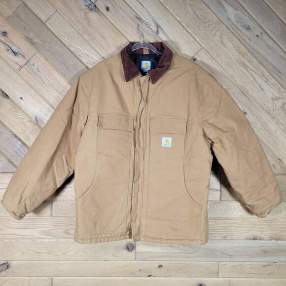 Carhartt Other - Carhartt Mens XL Tan Duck Canvas Work Jacket Corduroy Collar Quilted Lining